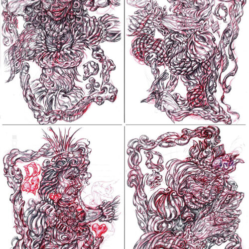 Sketches for the painting “I Can’t See Anything, I Can’t Hear Anything, I Can’t Say Anything”