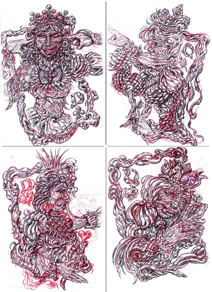 Sketches for the painting “I Can’t See Anything, I Can’t Hear Anything, I Can’t Say Anything”